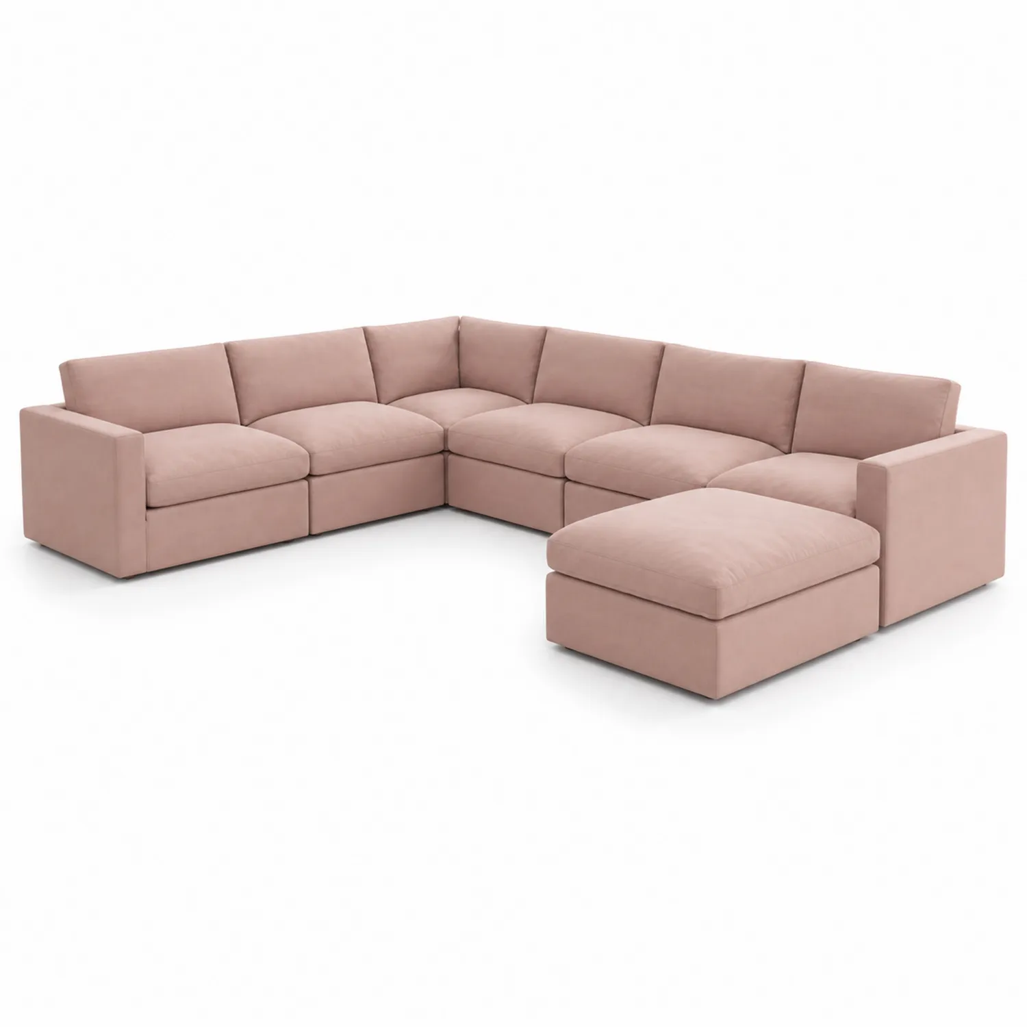 Divano modulare angolare a U in poliestere con chaise longue