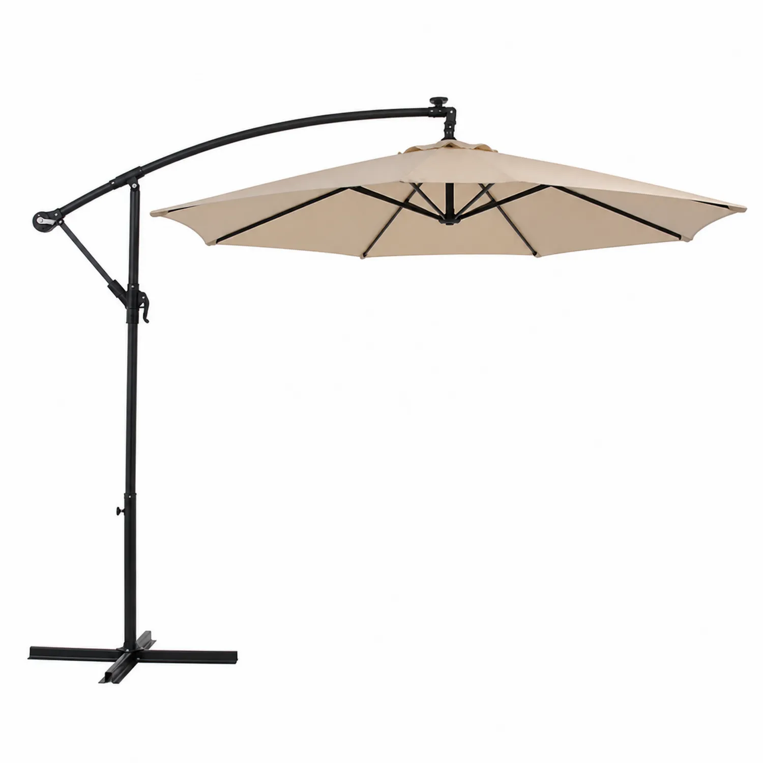 Ombrellone da Giardino Laterale in Alluminio con Baldacchino in Poliestere Beige