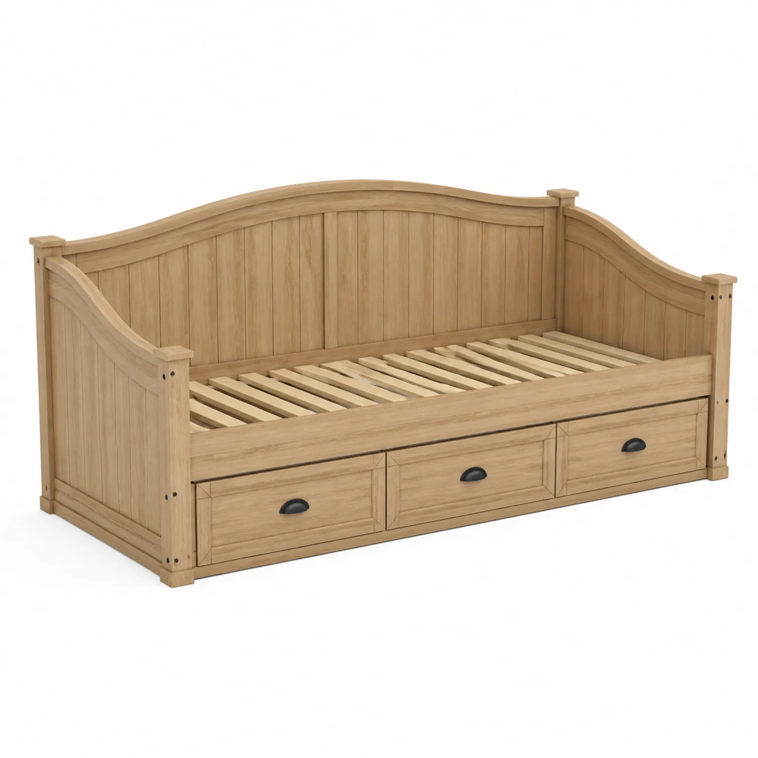 Divano Letto in Legno di Pino con Cassetti