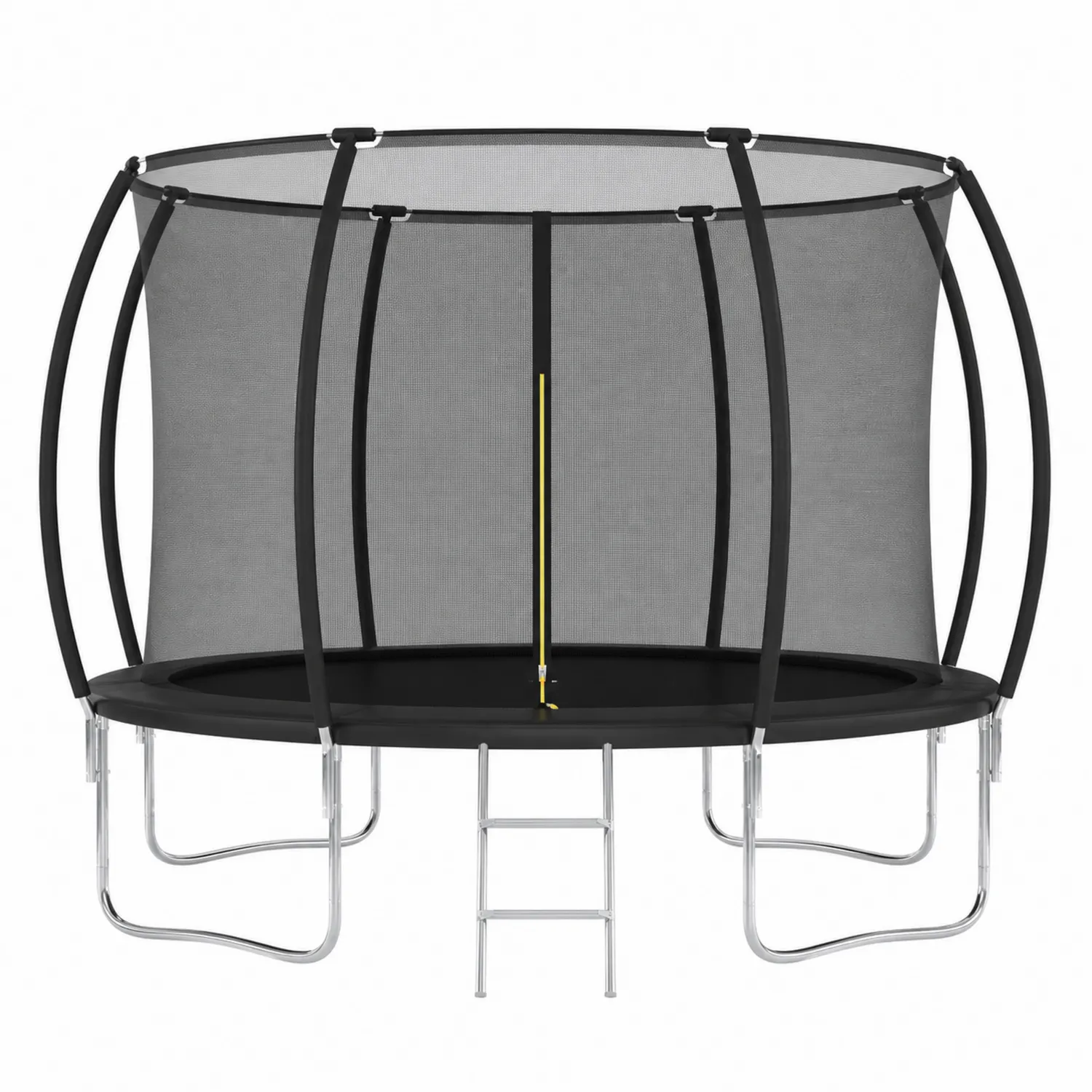 Trampolino in acciaio galvanizzato con rete di sicurezza e scala, 366 cm, Nero