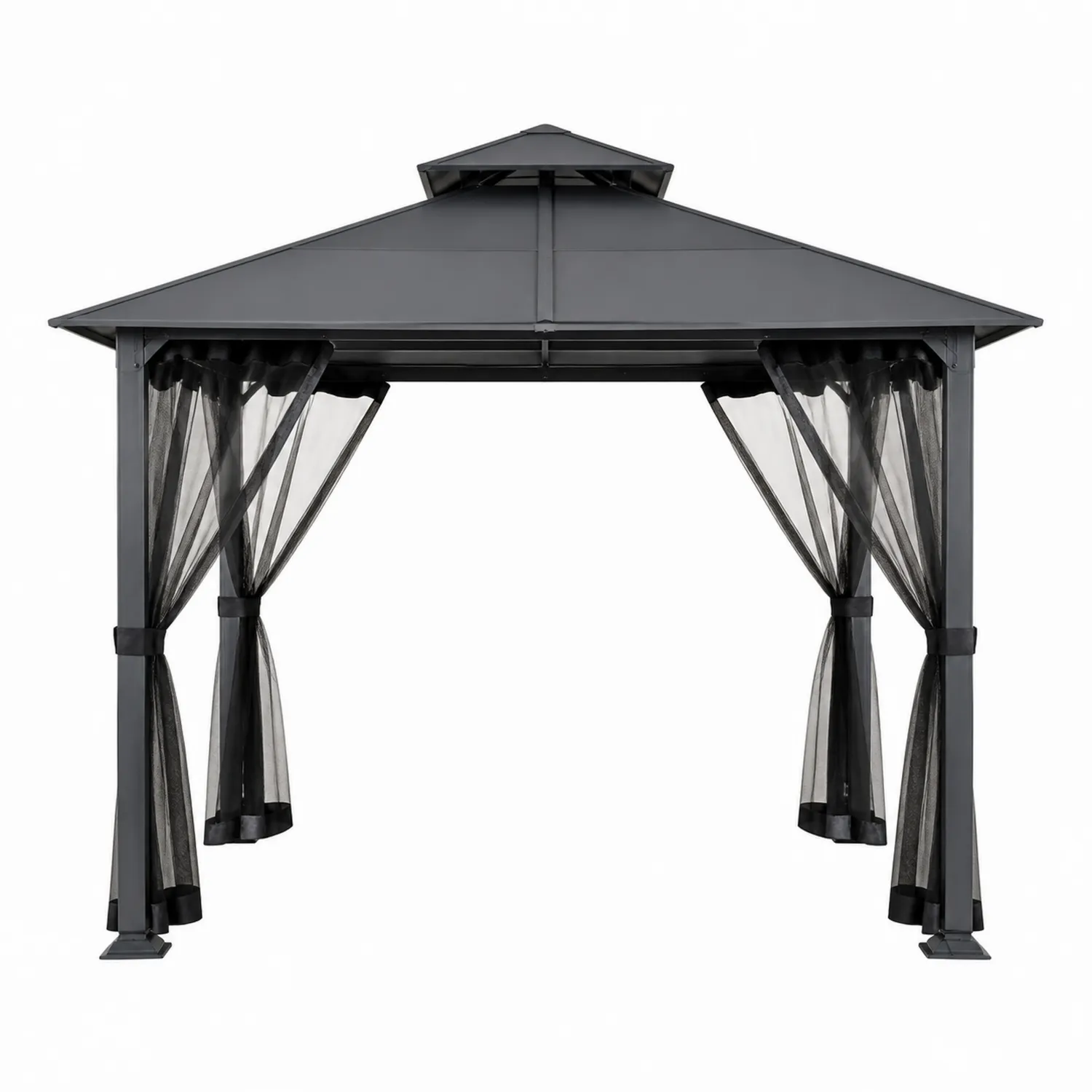Gazebo in alluminio con zanzariere grigio 4x3m