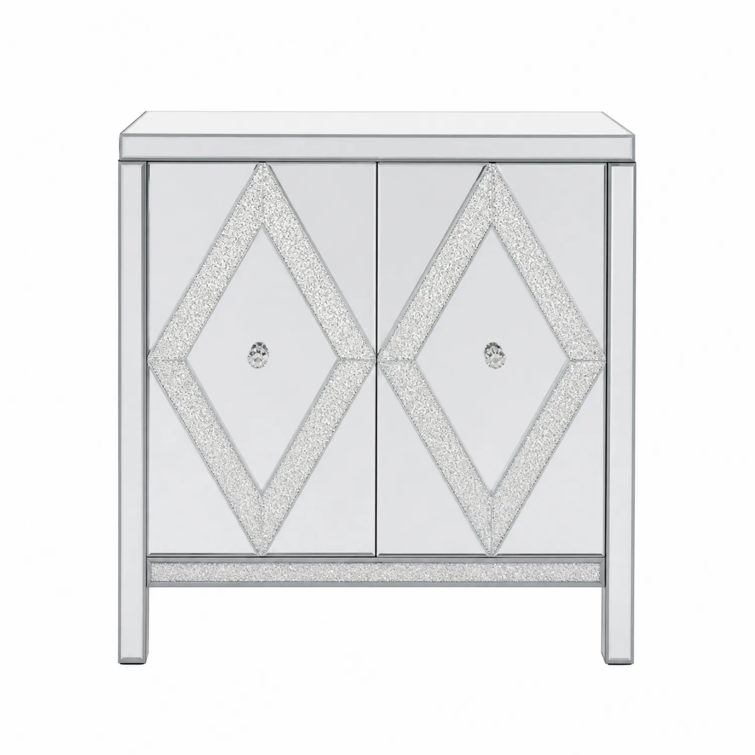 Credenza in Vetro con Decorazioni a Rombi, 2 Ante