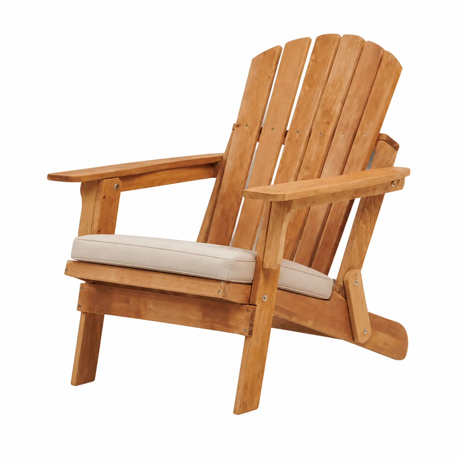 Sedia Adirondack in Legno di Acacia con Cuscino Beige