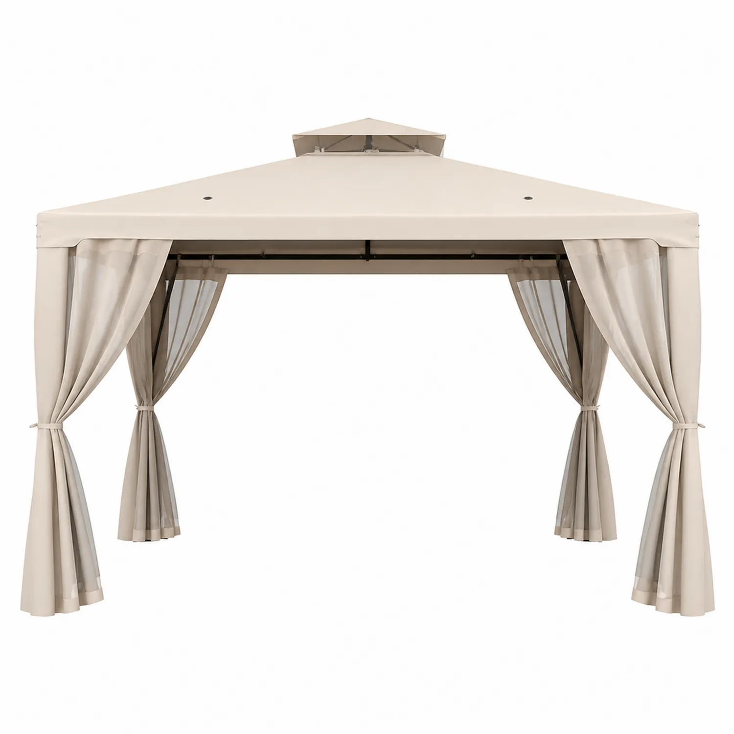 Gazebo da Giardino in Poliestere con Struttura in Acciaio Beige