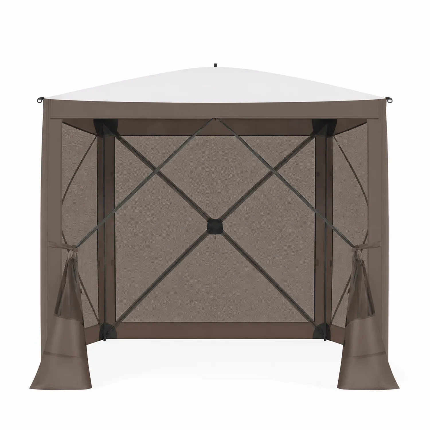 Gazebo da Giardino in Alluminio con Copertura in Poliestere Marrone e Bianco