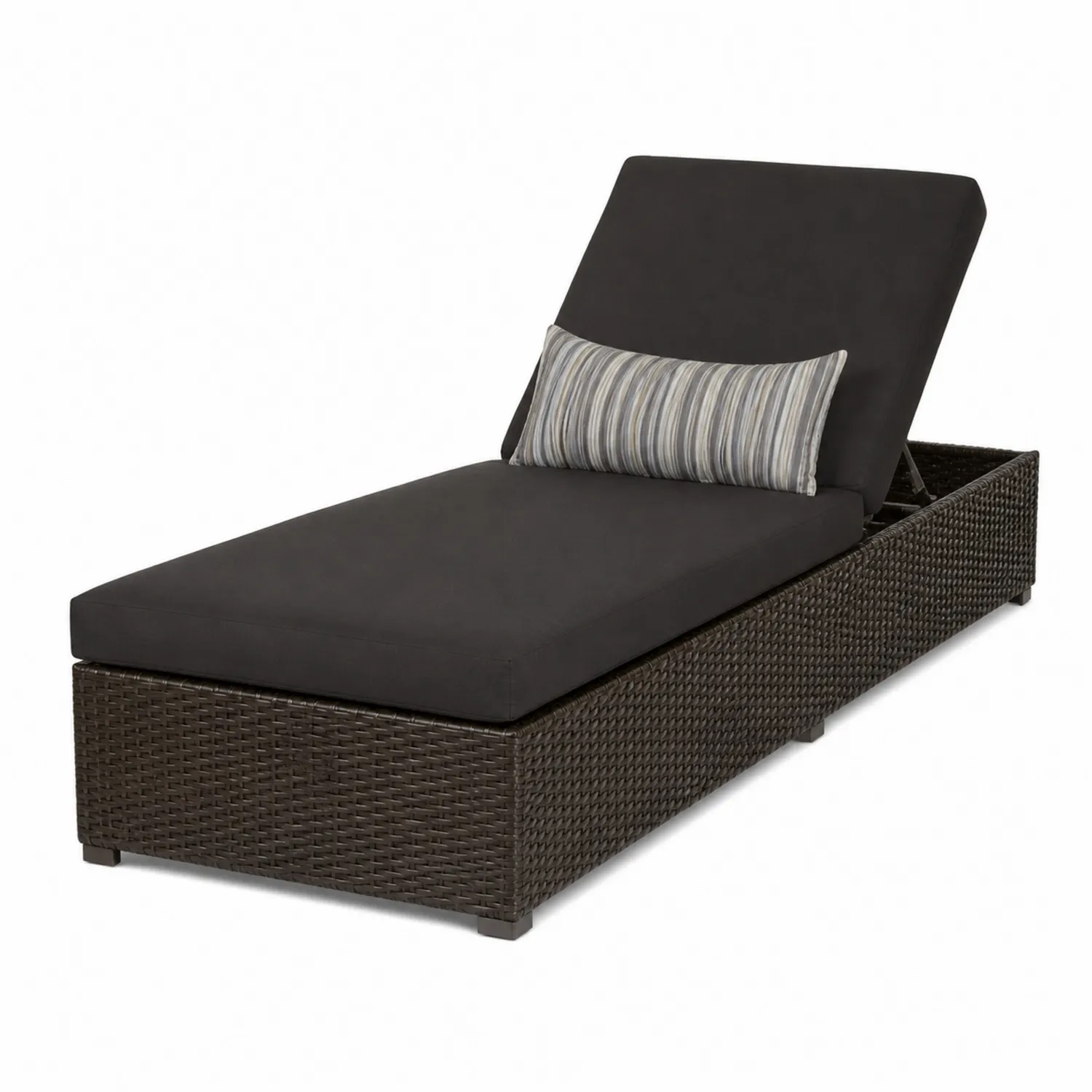 Lettino Prendisole in Rattan Sintetico Marrone con Cuscino Nero