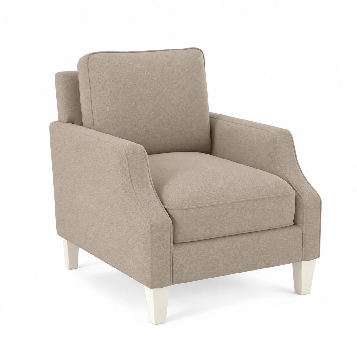 Poltrona in tessuto con gambe in legno Beige