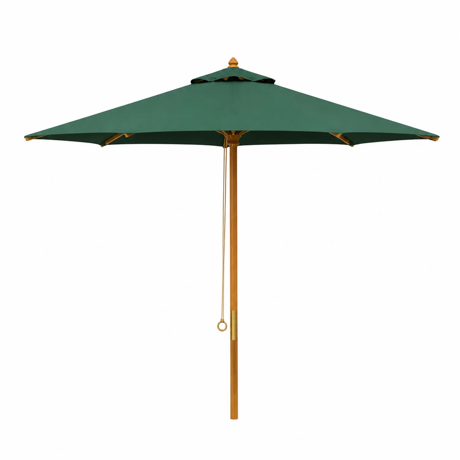 Ombrellone Rotondo 300 cm in Tessuto di Poliestere Verde e Legno