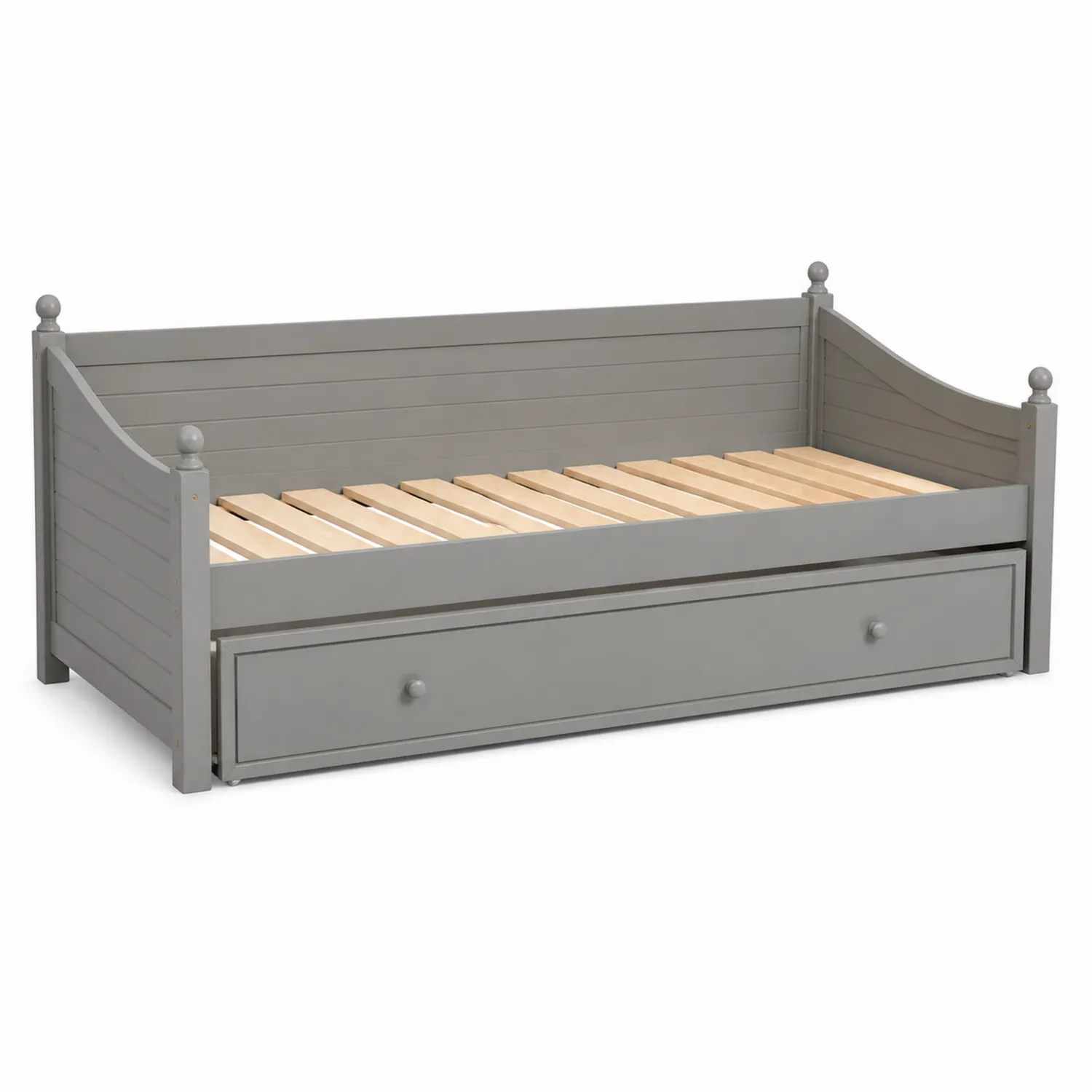 Divano letto singolo in legno con cassetto Grigio 200x90x95 cm