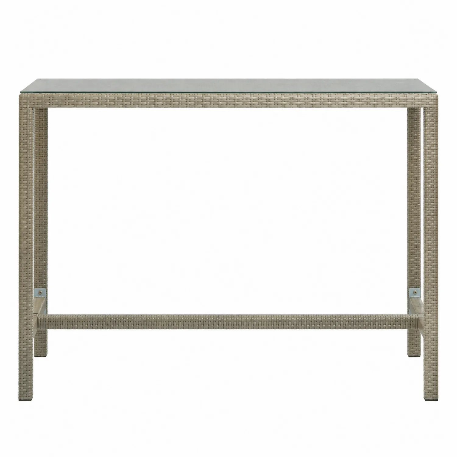 Tavolo Bar con Struttura in Rattan e Piano in Vetro Temperato