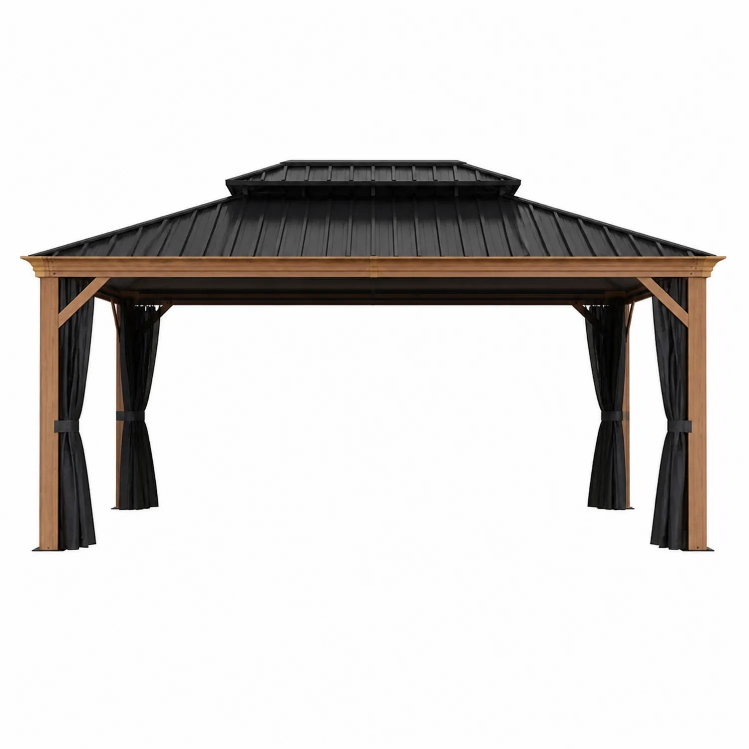 Gazebo da Giardino in Legno e Metallo con Tetto Nero