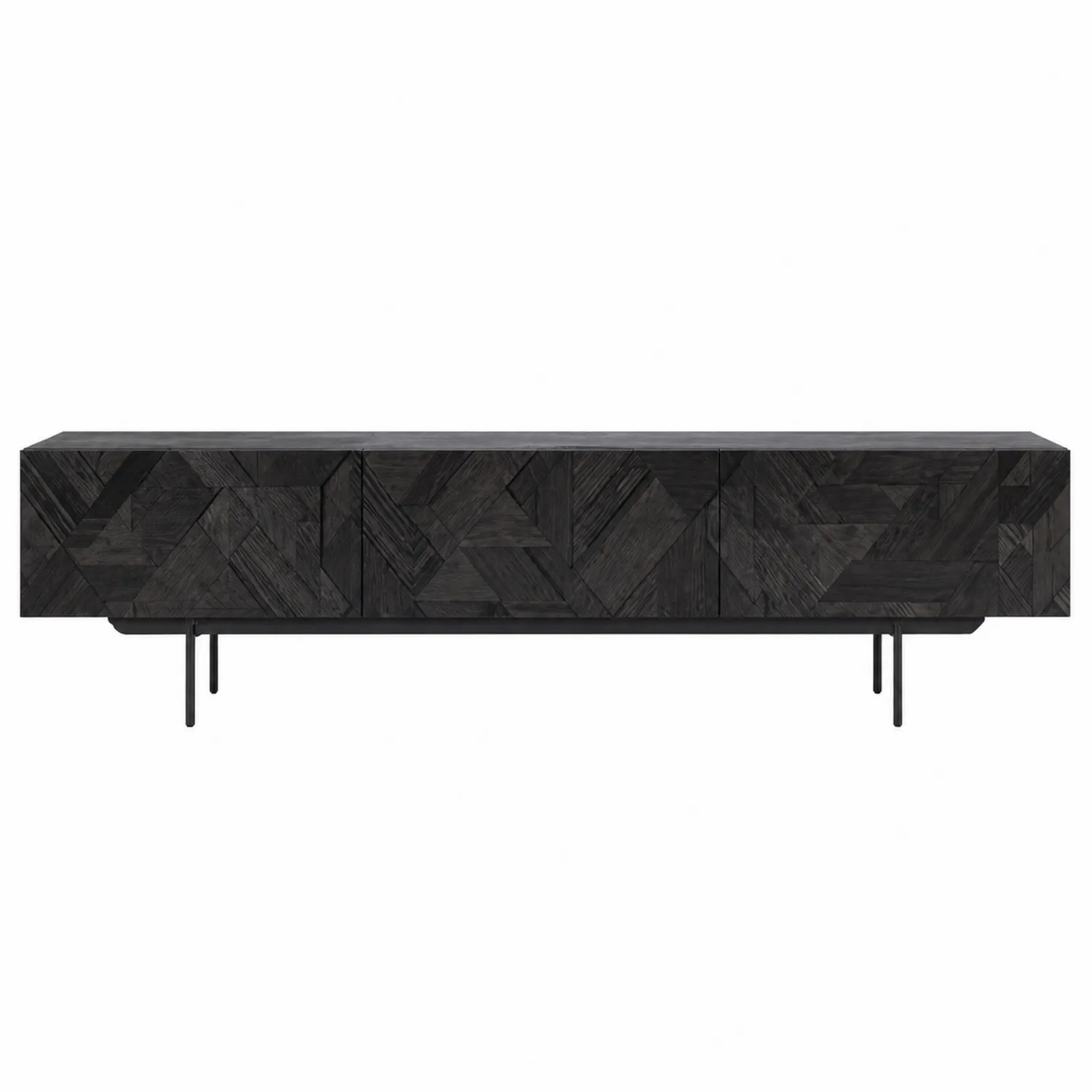 Mobile TV in legno e metallo nero 200x40x50 cm