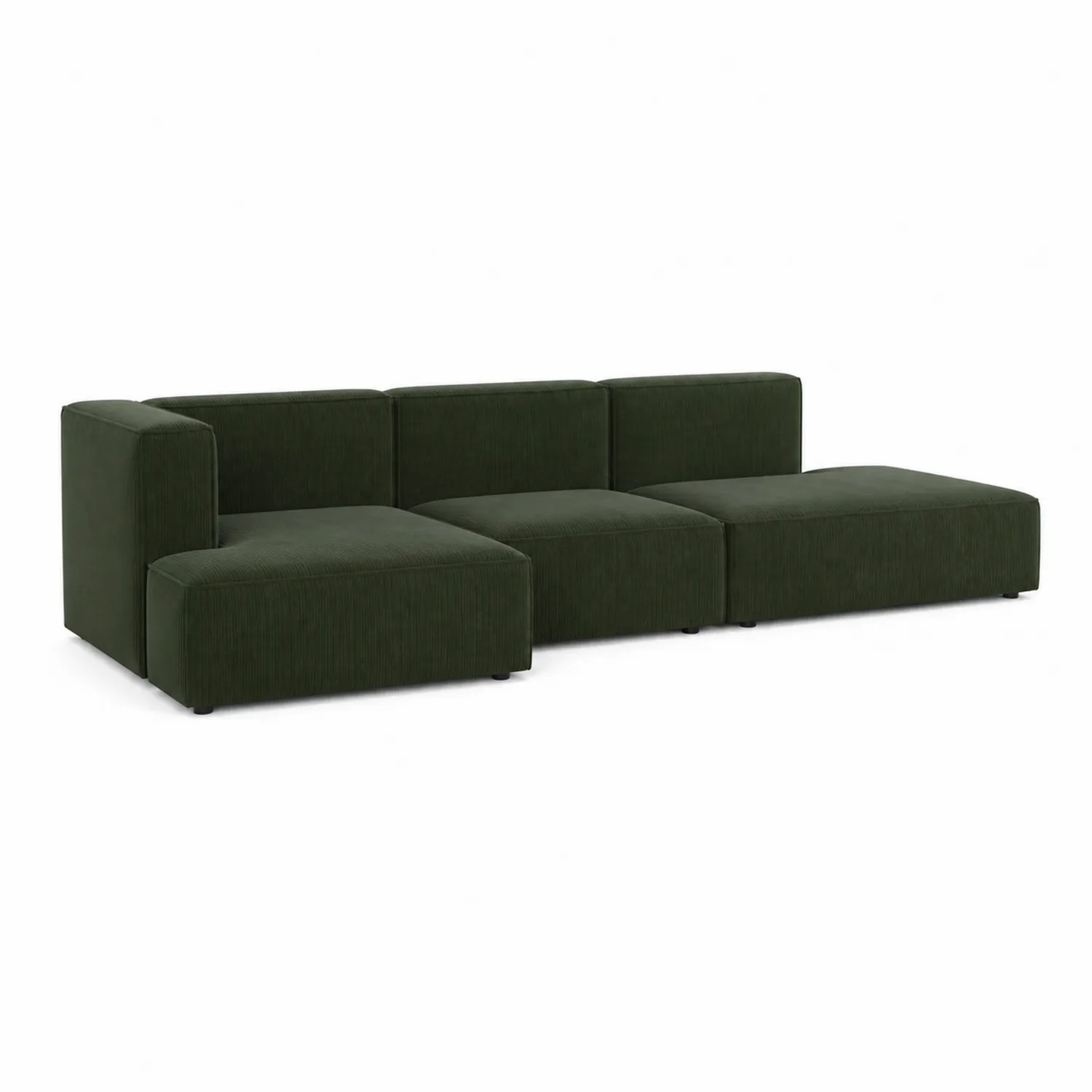 Divano modulare in velluto verde 300x100x70 cm