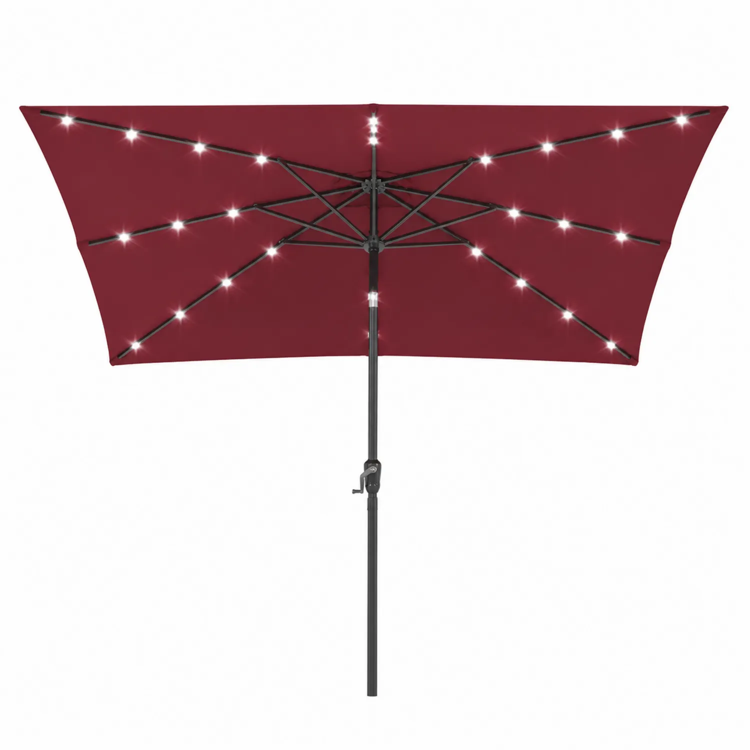 Ombrello rettangolare con luci LED in poliestere rosso