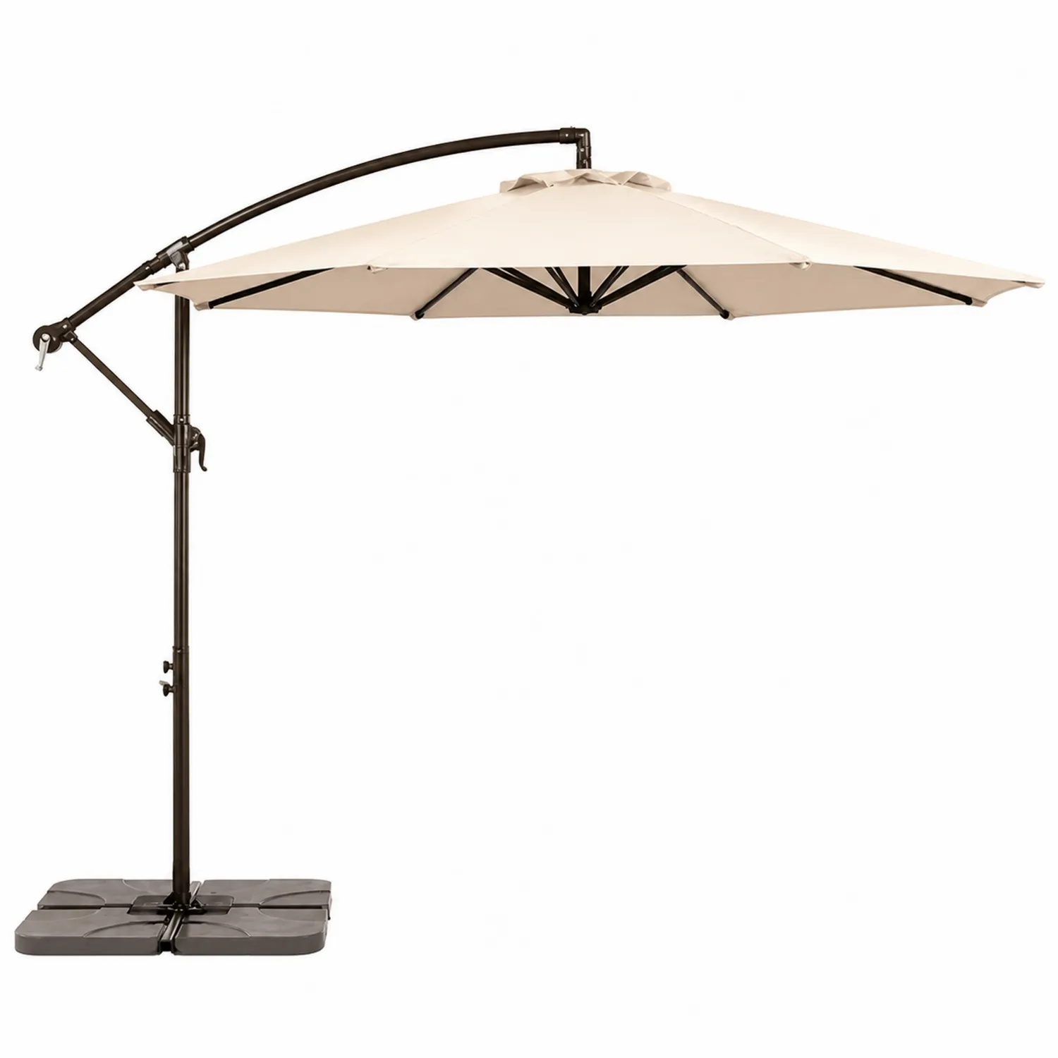 Ombrellone da Giardino con Braccio Laterale in Alluminio e Poliestere Beige Ø 3m