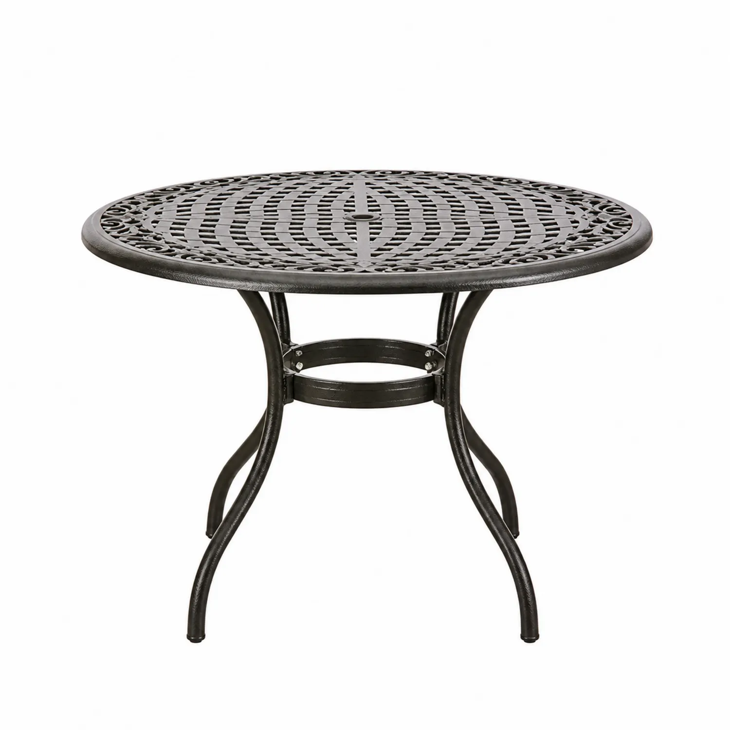 Tavolo rotondo in alluminio nero per esterno 90 cm