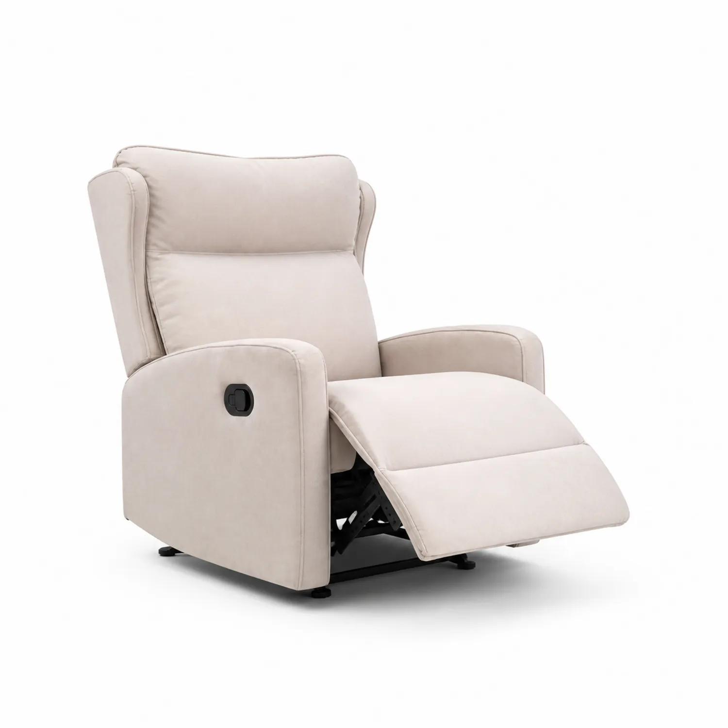Poltrona Reclinabile in Tessuto Beige con Struttura in Metallo