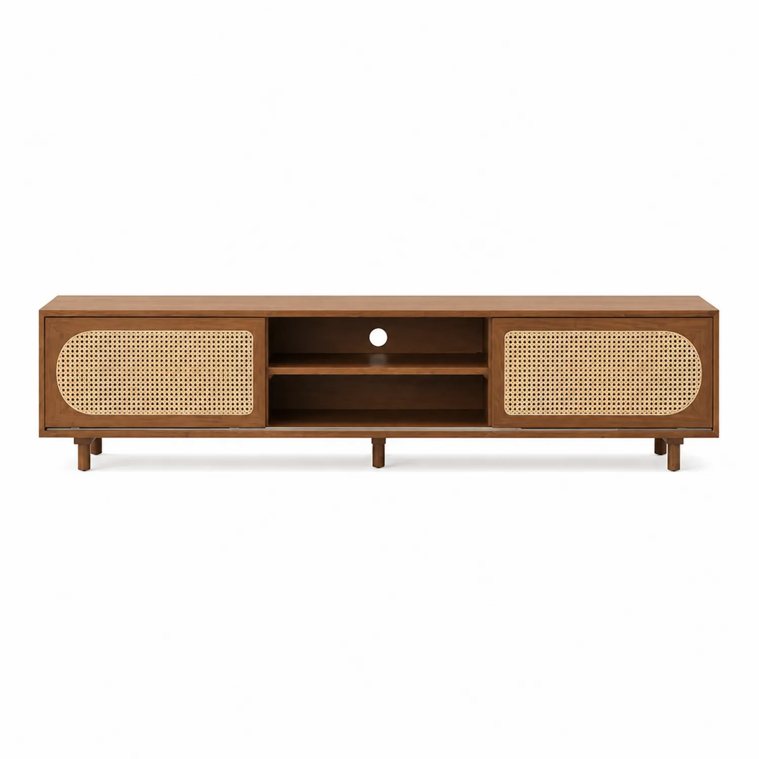 Mobile TV in Legno e Rattan 180x40x50 cm