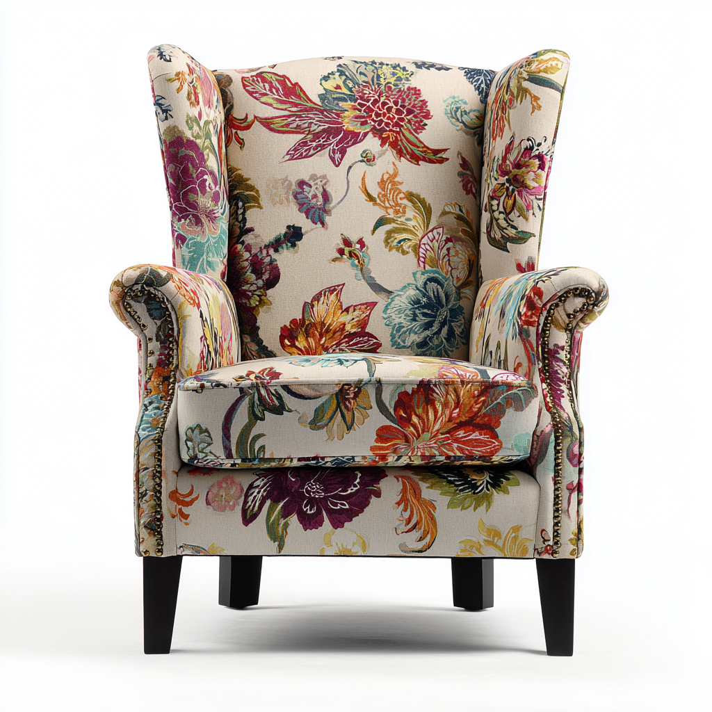 Fauteuil tissu imprimé floral 80x85x100 cm - multicolore - style classique-Roomupyard