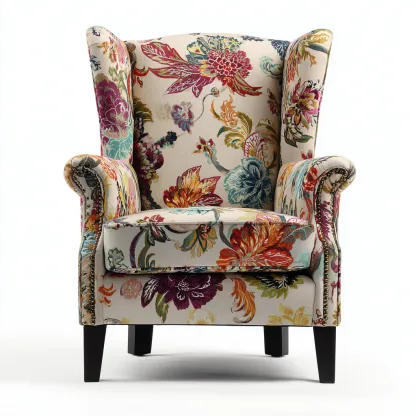 Fauteuil tissu imprimé floral 80x85x100 cm - multicolore - style classique-Roomupyard