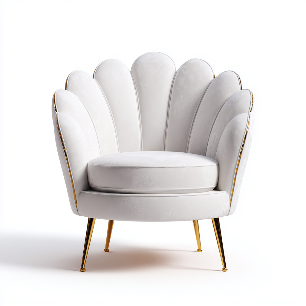 Fauteuil en tissu 78x78x82 cm - blanc-or - design moderne pour salon-Roomupyard