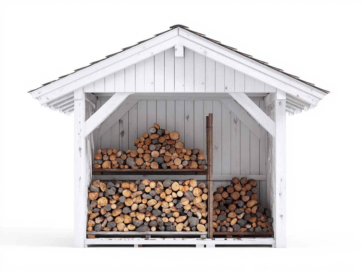 Abri à bûches en bois 260x80x200 cm - Gris-Blanc - Abri à bûches extérieur pour stockage du bois-Roomupyard