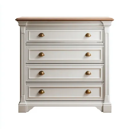 Commode bois massif 85x42x95 cm - blanc-bois naturel - pour chambre - style classique-Roomupyard