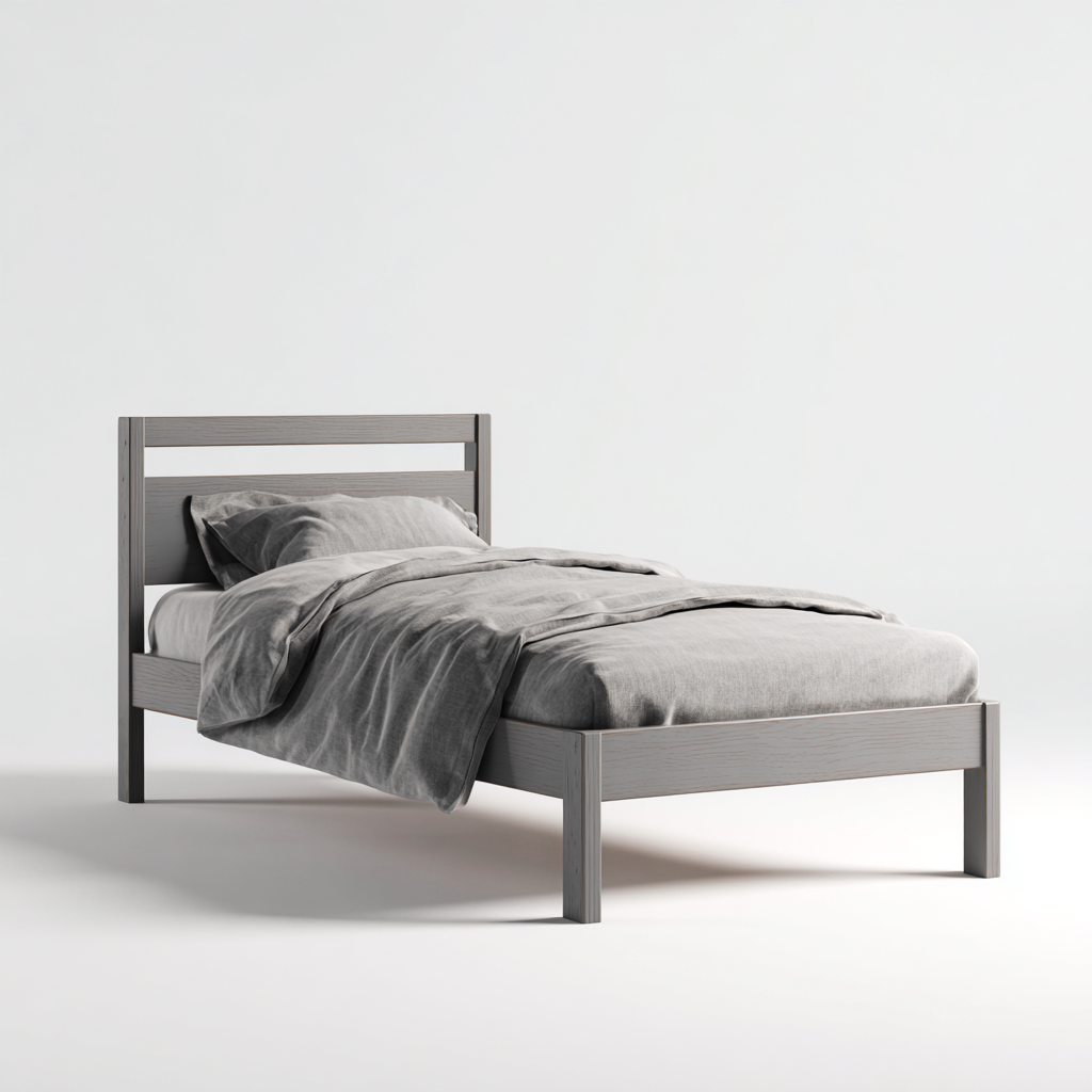 Lit simple en bois 200x90x90 cm gris style minimaliste-Roomupyard