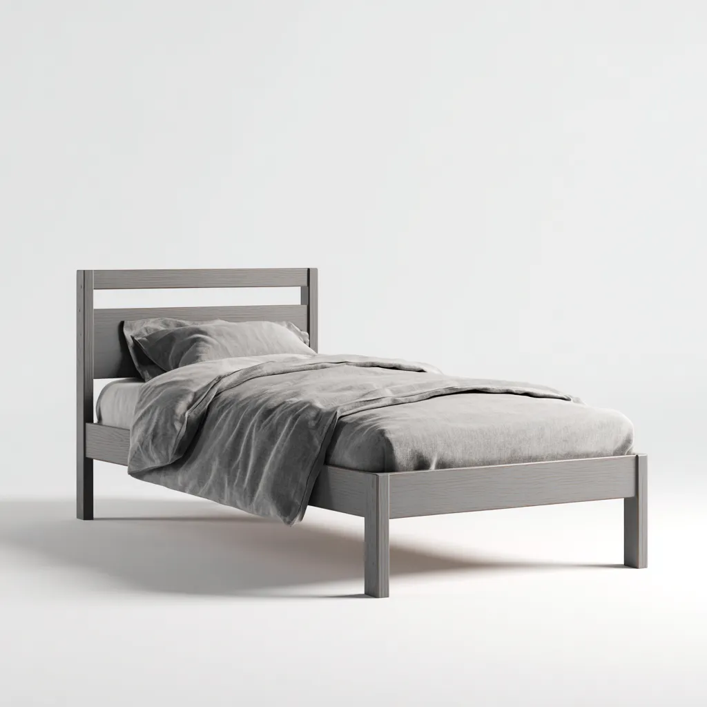 Lit simple en bois 200x90x90 cm gris style minimaliste-Roomupyard