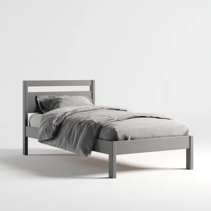 Lit simple en bois 200x90x90 cm gris style minimaliste-Roomupyard
