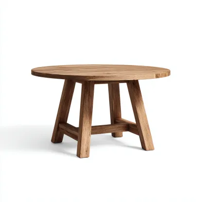 Table de jardin ronde en bois massif 90x90x45 cm - bois naturel - table extérieure basse - style rustique-Roomupyard