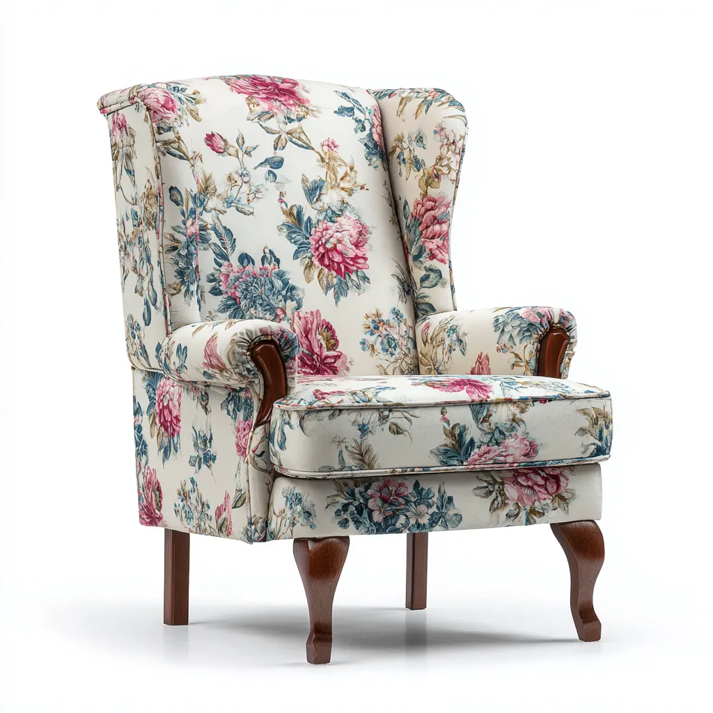 Fauteuil tissu 75x80x100 cm - revêtement textile - multicolore - style classique-Roomupyard