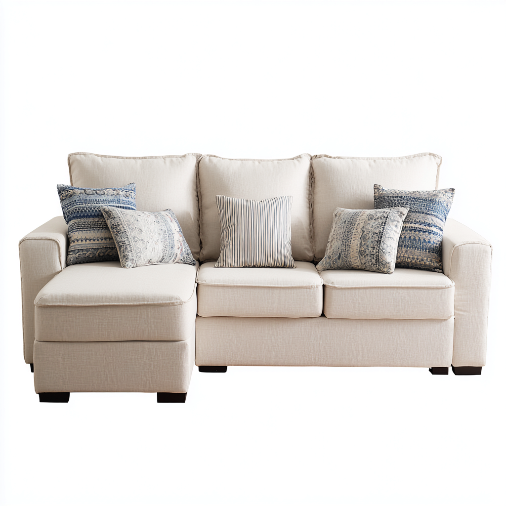 Canapé d'angle tissu 245x155x88 cm - beige - pour salon - design contemporain-Roomupyard