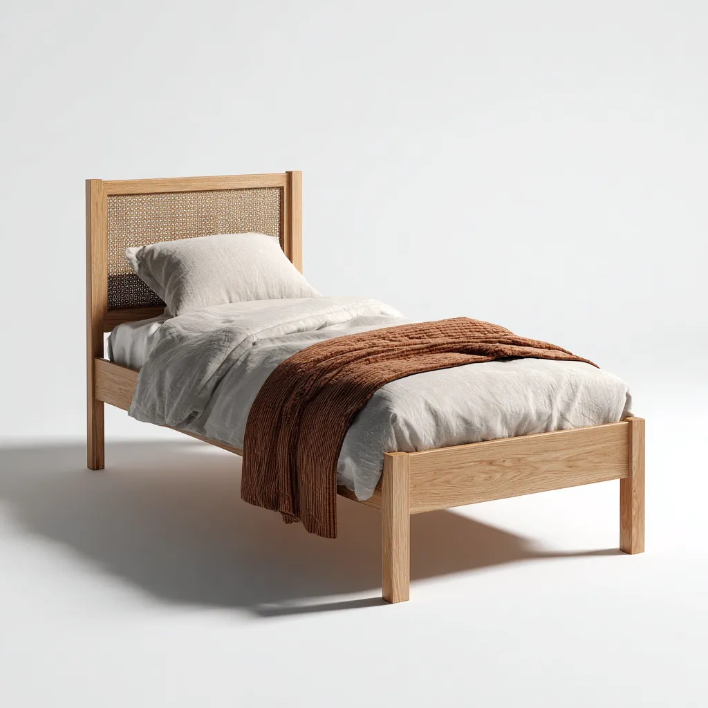 Lit simple bois 200x90x105 cm - bois naturel - style scandinave-Roomupyard