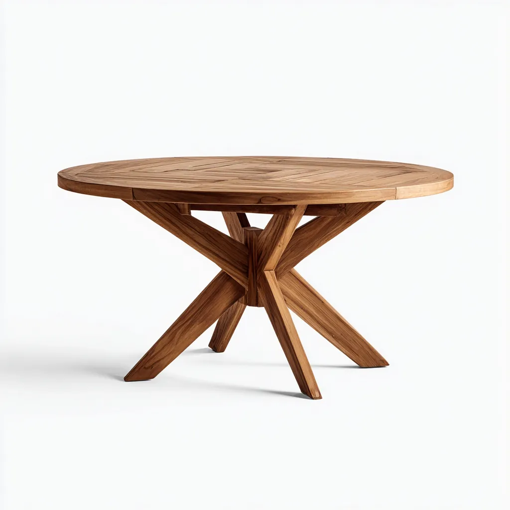 Table de jardin ronde en bois massif 140x140x75 cm - bois naturel - table extérieure style contemporain-Roomupyard