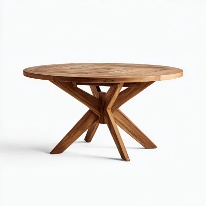 Table de jardin ronde en bois massif 140x140x75 cm - bois naturel - table extérieure style contemporain-Roomupyard