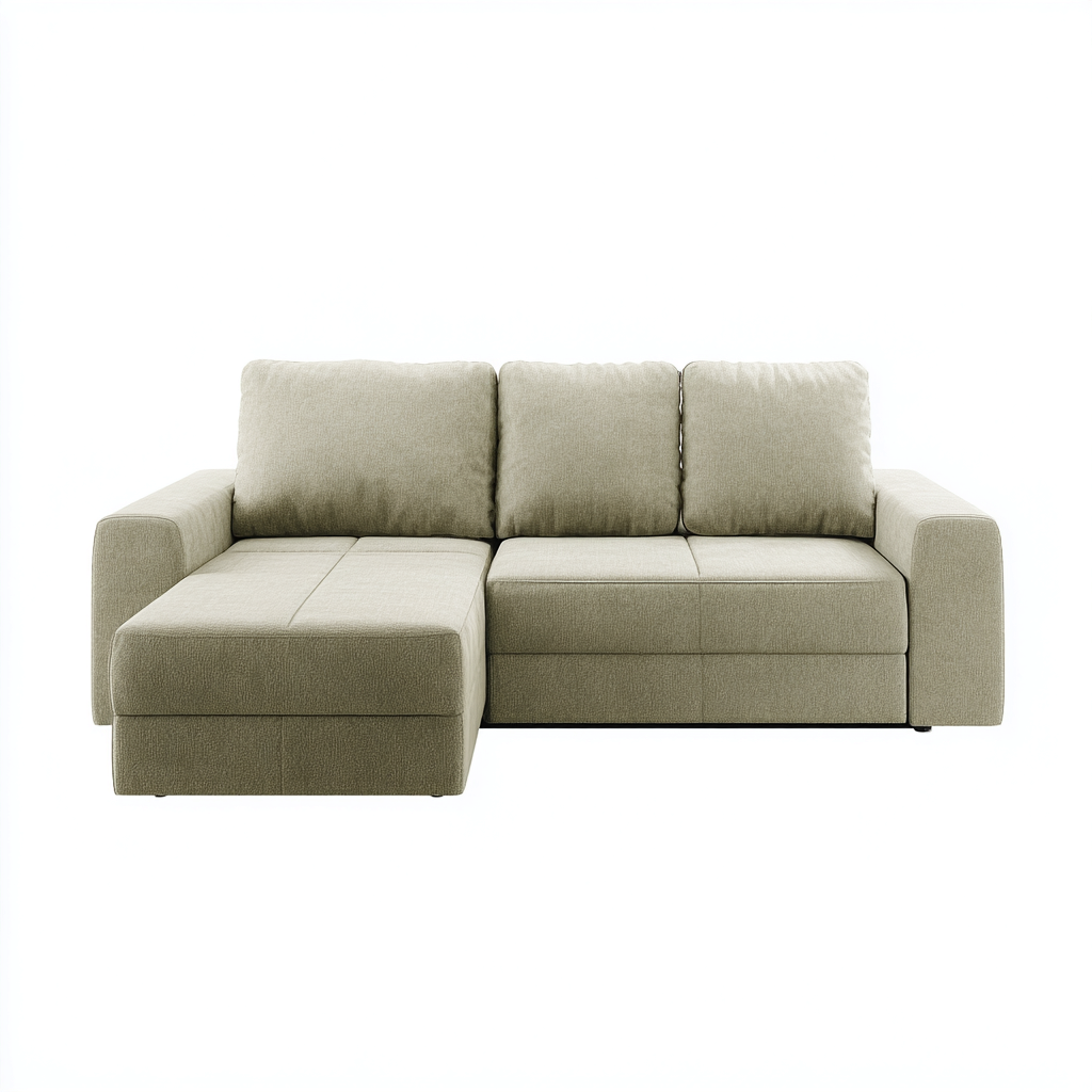 Canapé d'angle en tissu 235x150x85 cm - beige - style moderne pour salon-Sofagohub