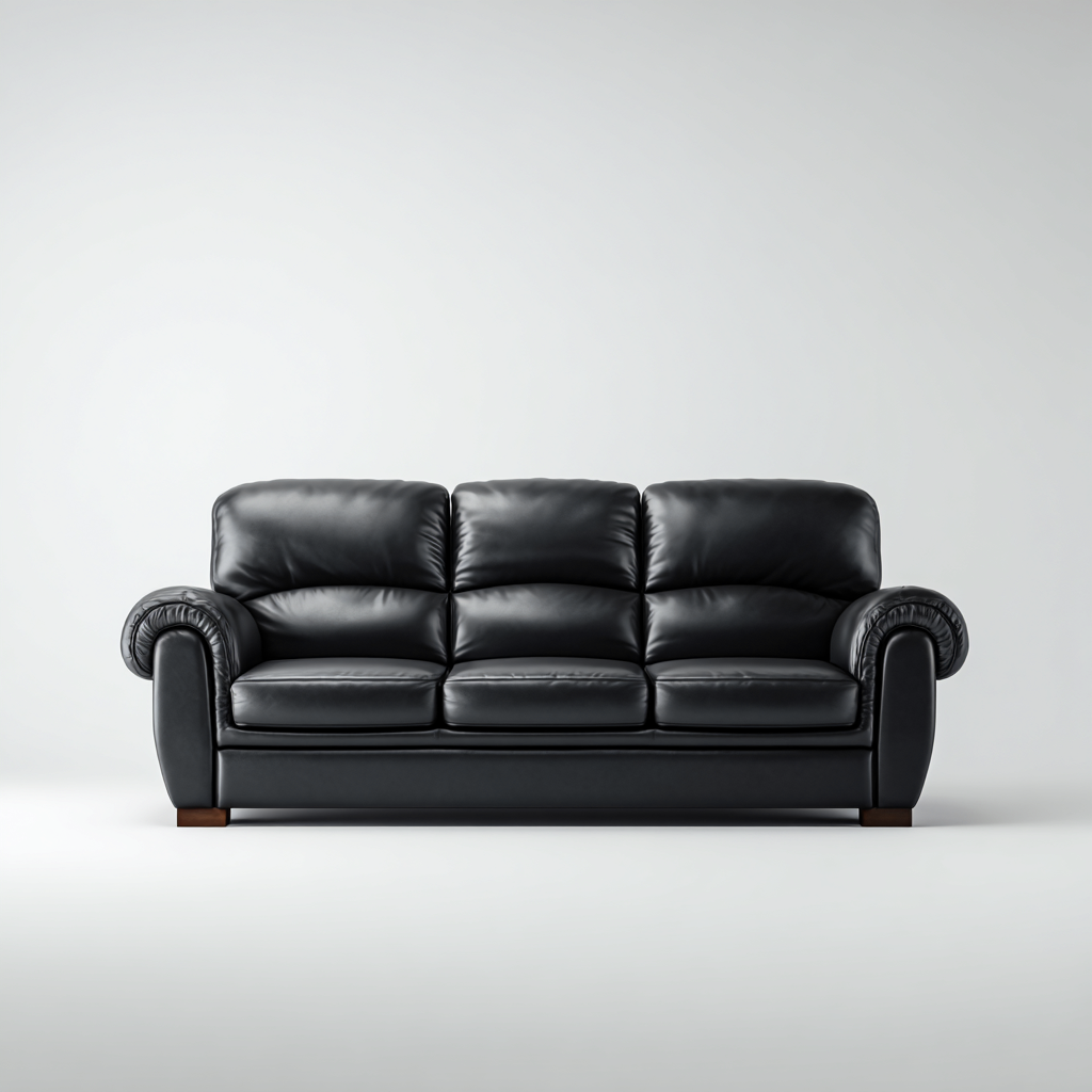 Canapé 3 places en cuir 220x95x88 cm - noir - assise intérieure - style classique-Sofagohub