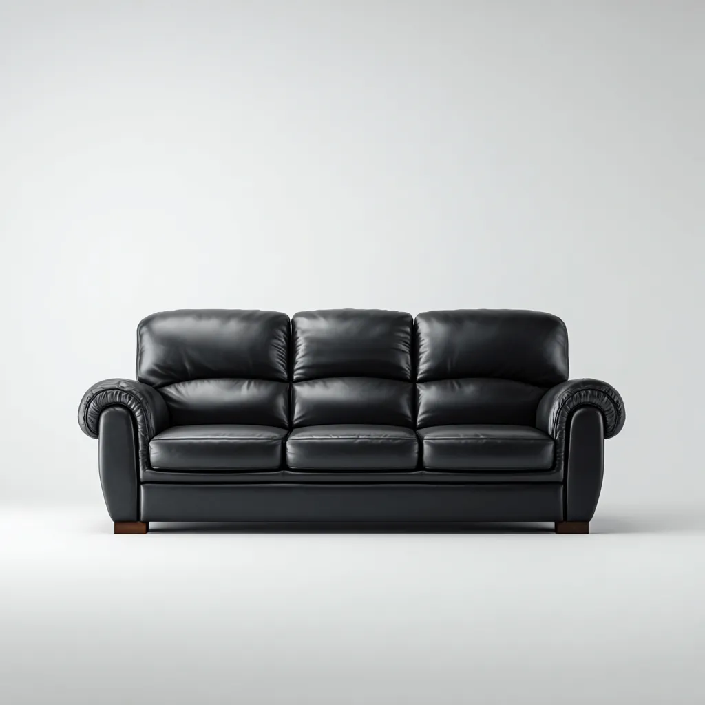Canapé 3 places en cuir 220x95x88 cm - noir - assise intérieure - style classique-Sofagohub
