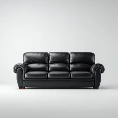 Canapé 3 places en cuir 220x95x88 cm - noir - assise intérieure - style classique-Sofagohub