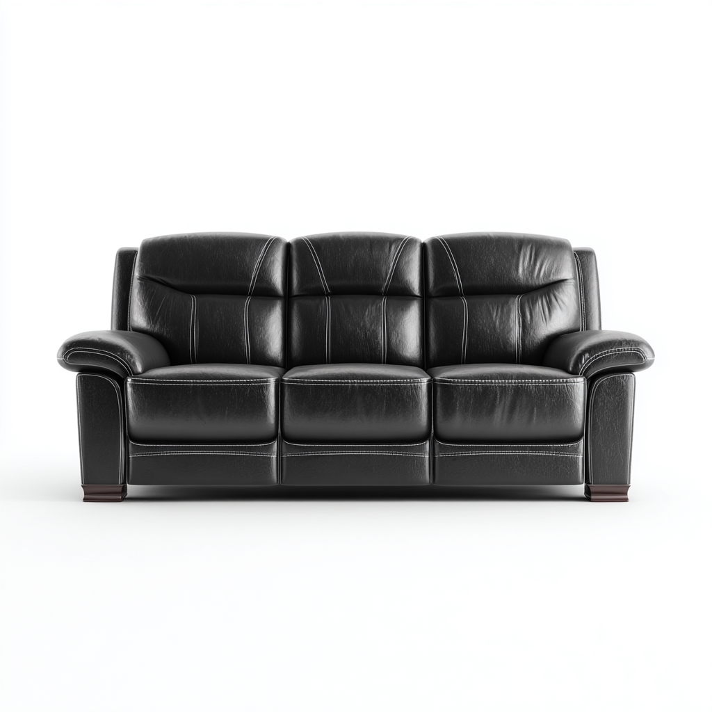 Canapé 3 places en cuir 210x95x90 cm - noir - style classique pour salon-Sofagohub