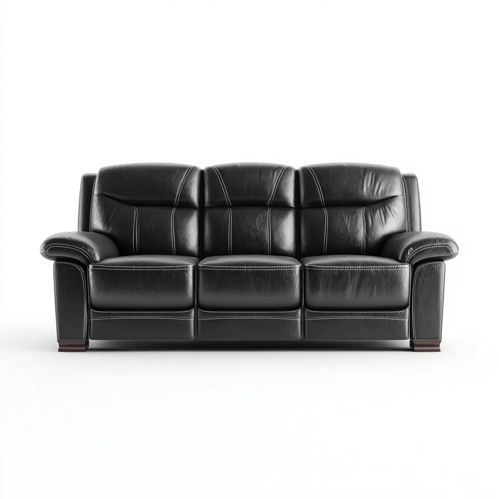 Canapé 3 places en cuir 210x95x90 cm - noir - style classique pour salon-Sofagohub