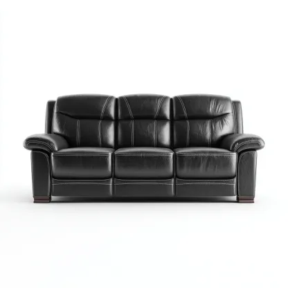 Canapé 3 places en cuir 210x95x90 cm - noir - style classique pour salon-Sofagohub