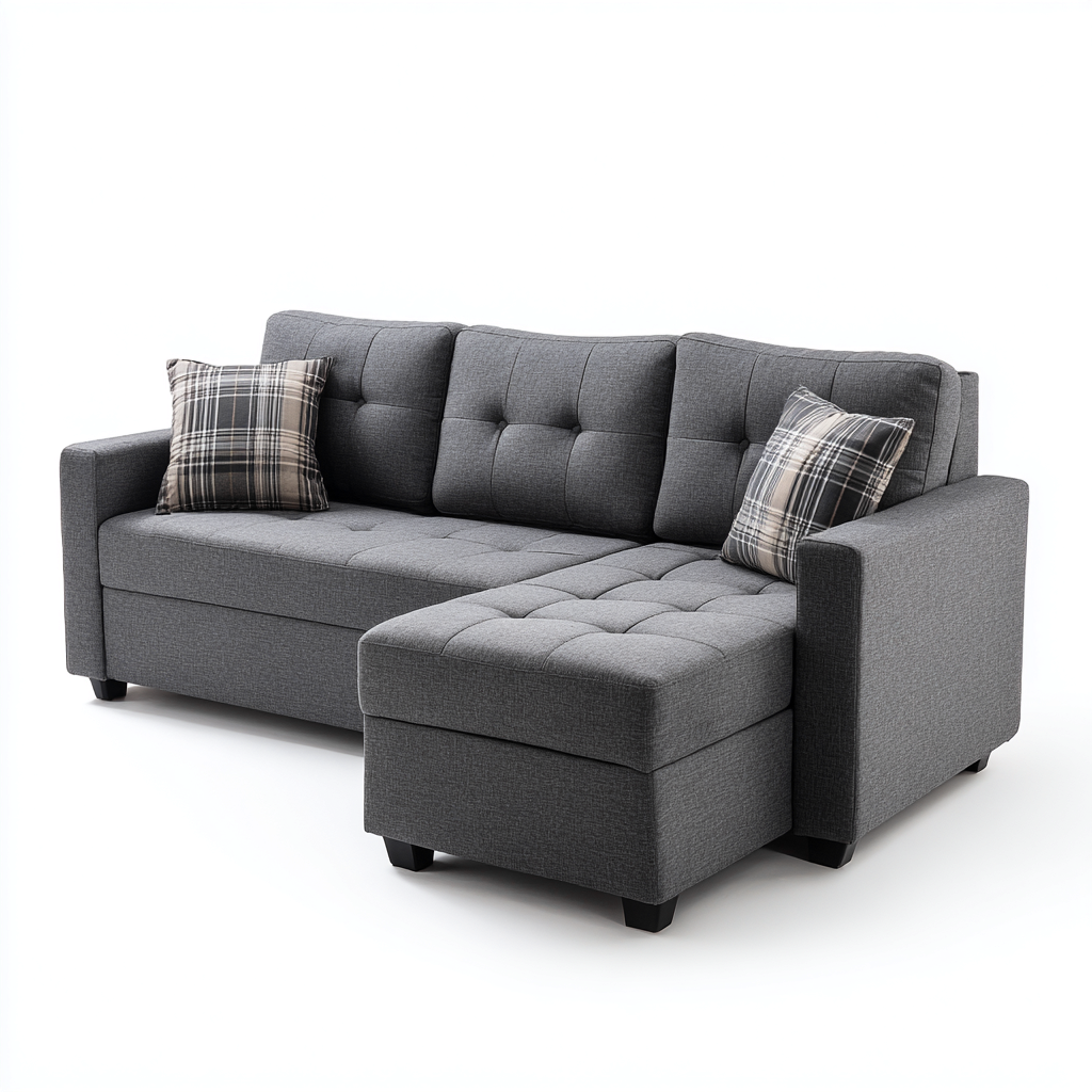Canapé d'angle en tissu 230x150x85 cm - gris - assise intérieure style contemporain-Sofagohub