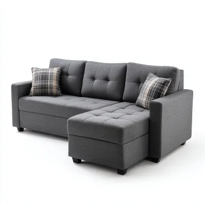 Canapé d'angle en tissu 230x150x85 cm - gris - assise intérieure style contemporain-Sofagohub