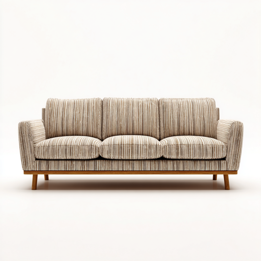 Canapé 3 places en tissu texturé 215x92x85 cm - beige - assise intérieure - style contemporain-Sofagohub
