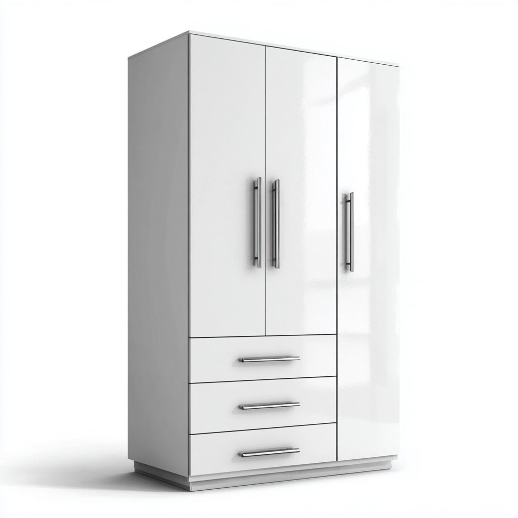 Armoire 3 portes avec tiroirs 135x55x190 cm - blanc - rangement pour chambre-Sofagohub