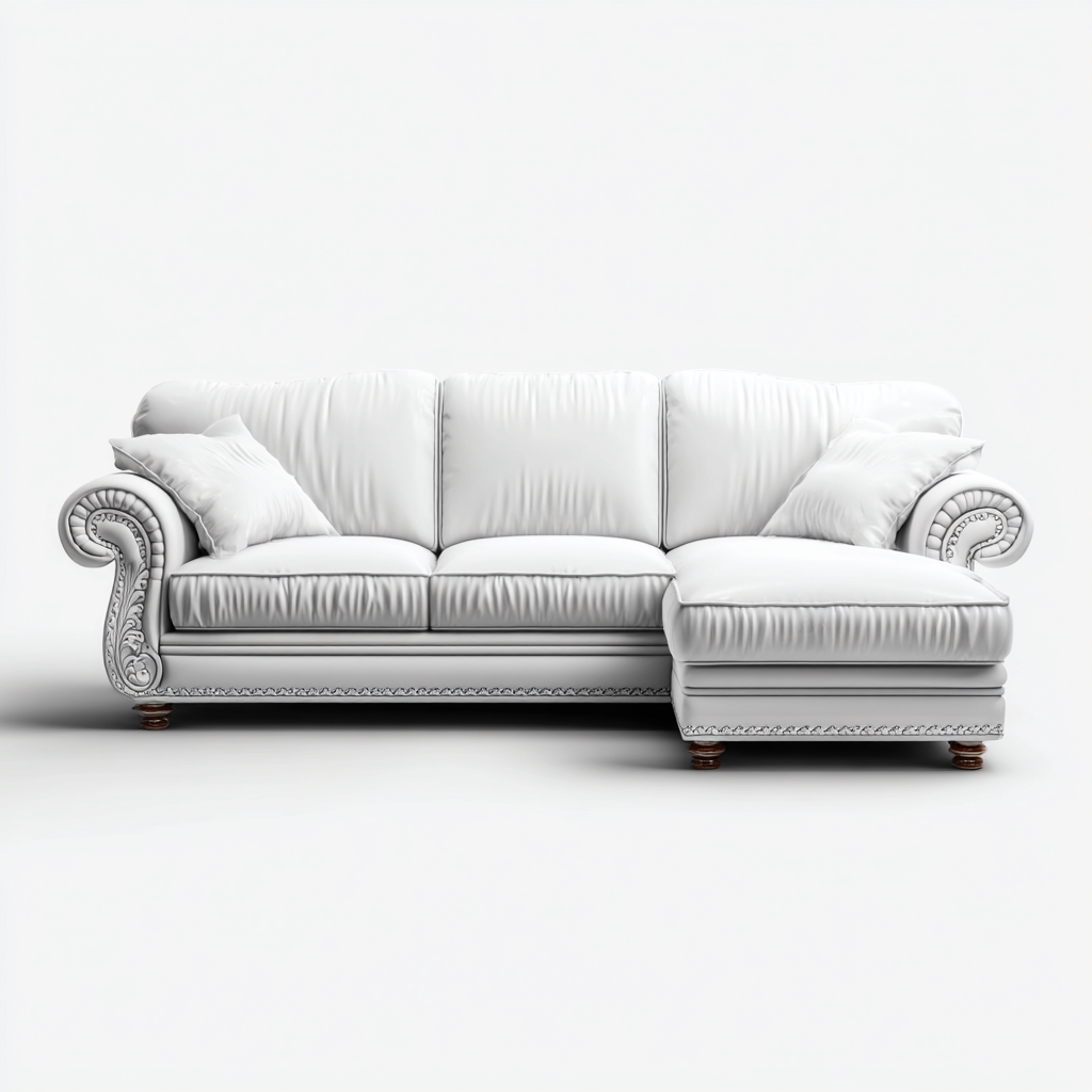 Canapé d'angle en tissu avec structure en bois 260x170x85 cm - Blanc - Style classique pour salon-Sofagohub