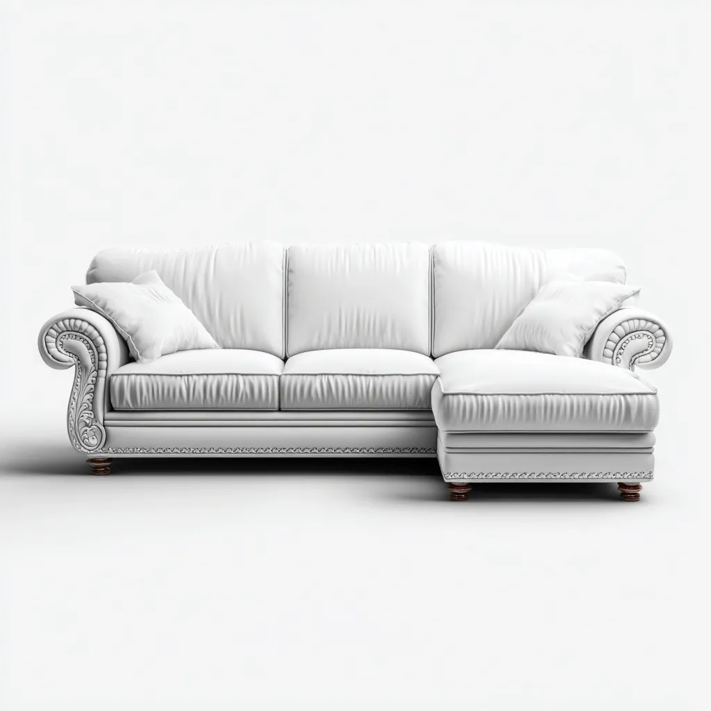 Canapé d'angle en tissu avec structure en bois 260x170x85 cm - Blanc - Style classique pour salon-Sofagohub