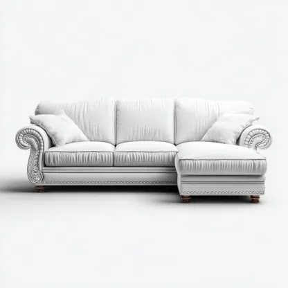 Canapé d'angle en tissu avec structure en bois 260x170x85 cm - Blanc - Style classique pour salon-Sofagohub